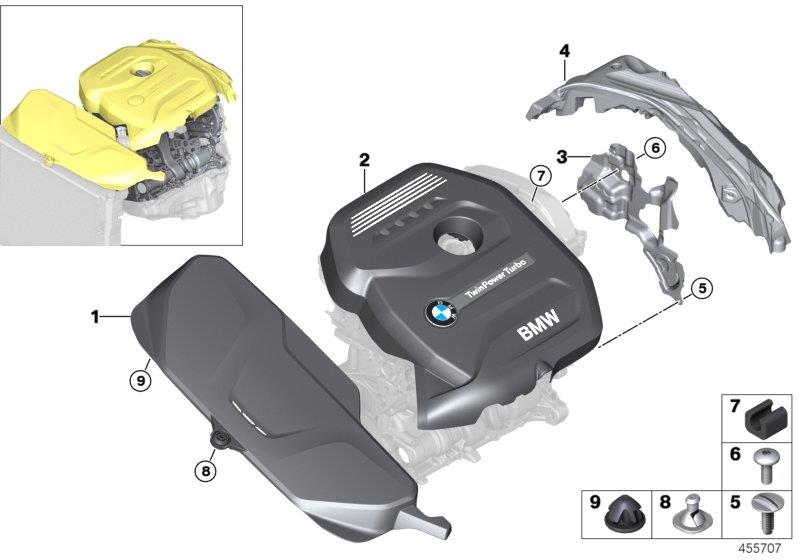Le diagramme couvre-culasse/caches pour votre BMW