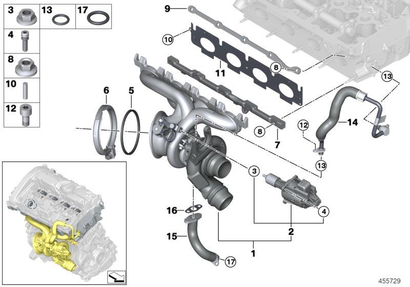 Diagram Exhaust turbocharger with lubrication for your BMW 230i  