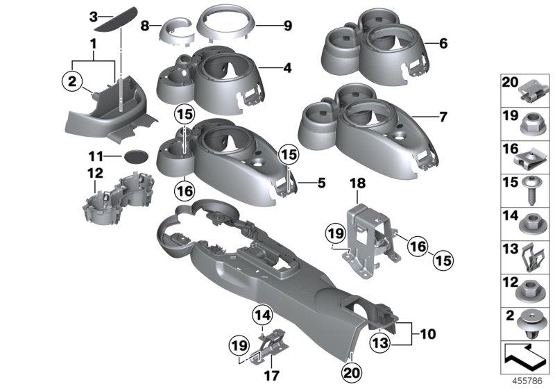 Diagram Center console for your MINI