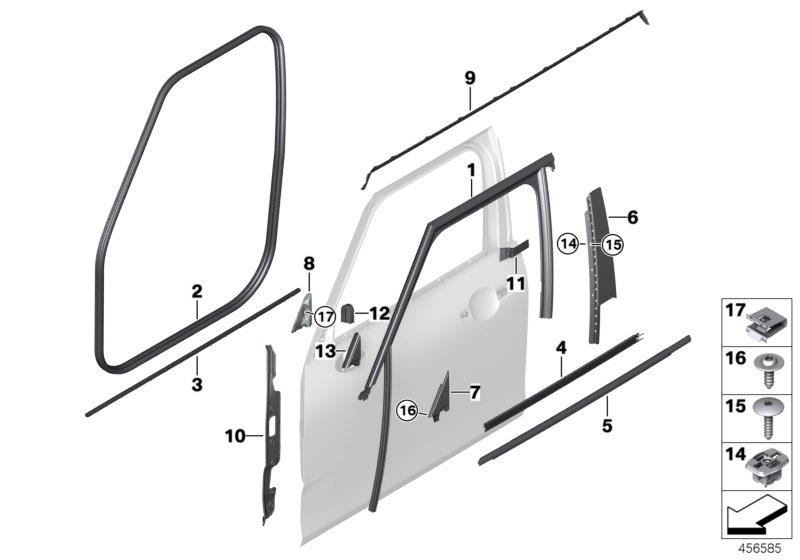 Diagram Trim and seals for door, front for your MINI