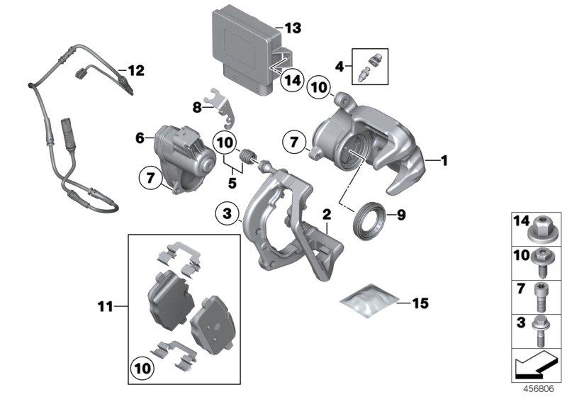 Le diagramme Frein de roue arrière - boîtier EMF pour votre BMW