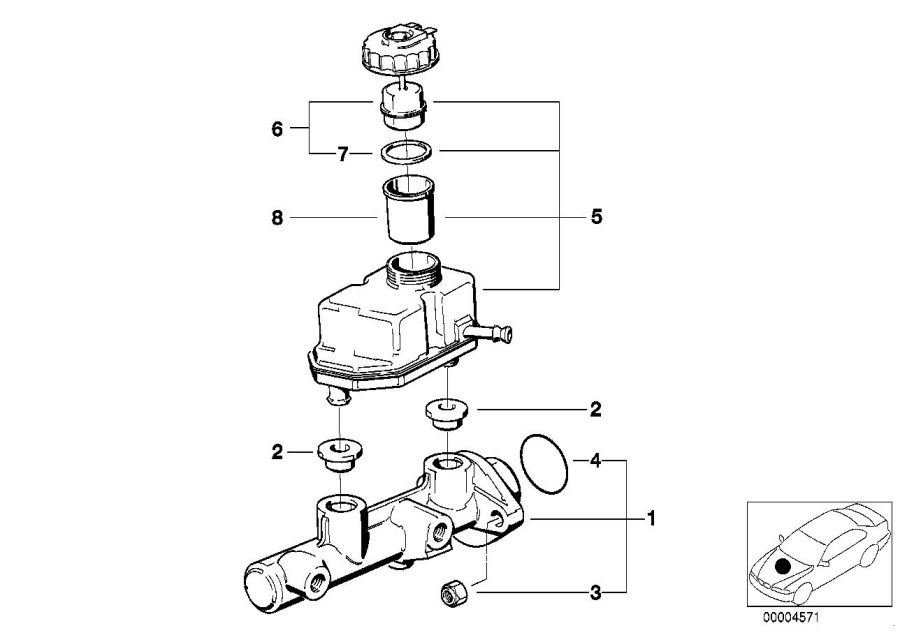 Diagram Brake master CYLINDER/EXPANSION tank for your BMW