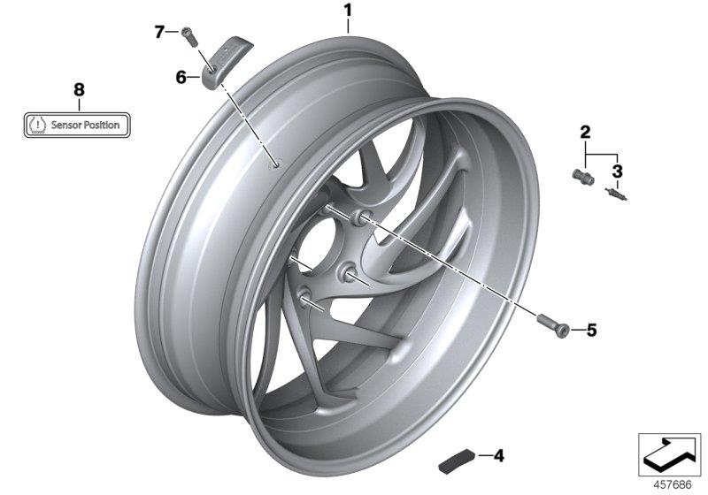 Diagram Cast wheel, TPM, rear for your BMW