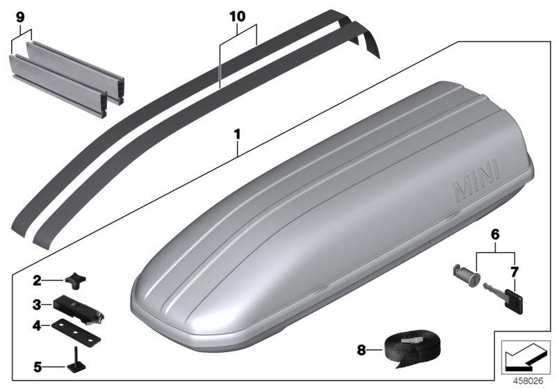 Diagram Roof container for MINI for your MINI