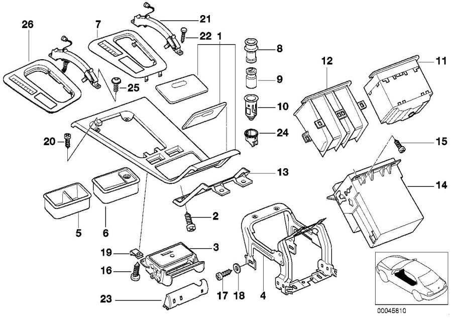 Diagram Mounting parts, center console for your 1991 BMW M3   