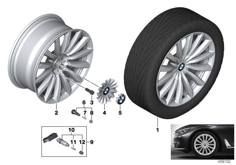 Diagram BMW LA wheel V-Spoke 620 - 19"" for your 2021 BMW 750iX   