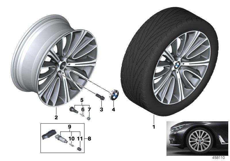 Diagram BMW LA wheel V-spoke 628 - 20"" for your 2019 BMW 750iX   