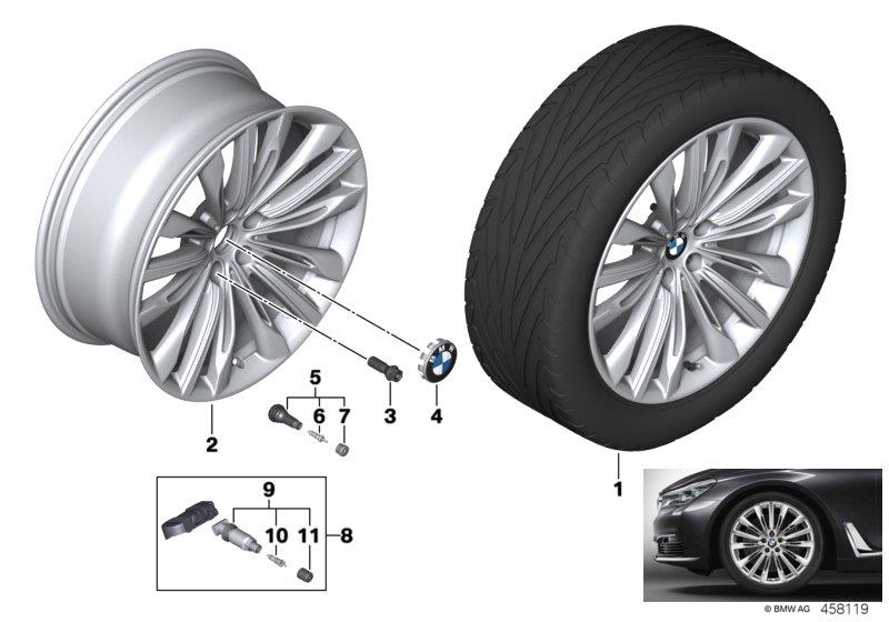 Diagram BMW LA wheel W-Spoke 646 - 20"" for your BMW 750i  