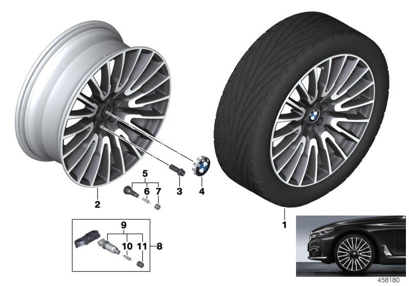 Diagram BMW LA wheel V-spoke 629 - 21"" for your 2021 BMW 750iX   