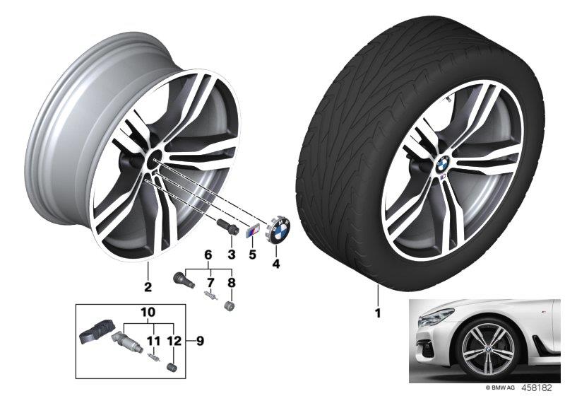 Diagram BMW LA wheel Double Spoke 648M - 20"" for your 2022 BMW 750iX   