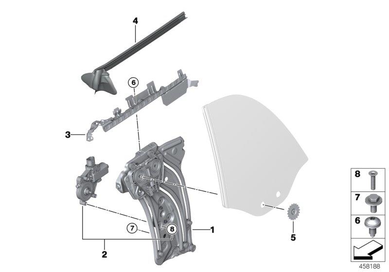 Diagram DOOR WINDOW LIFTING MECHANISM REAR for your MINI