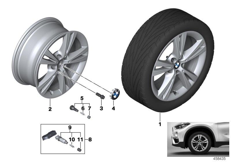 Diagram BMW LA wheel double spoke 385 - 17" OA for your 2020 BMW X1   