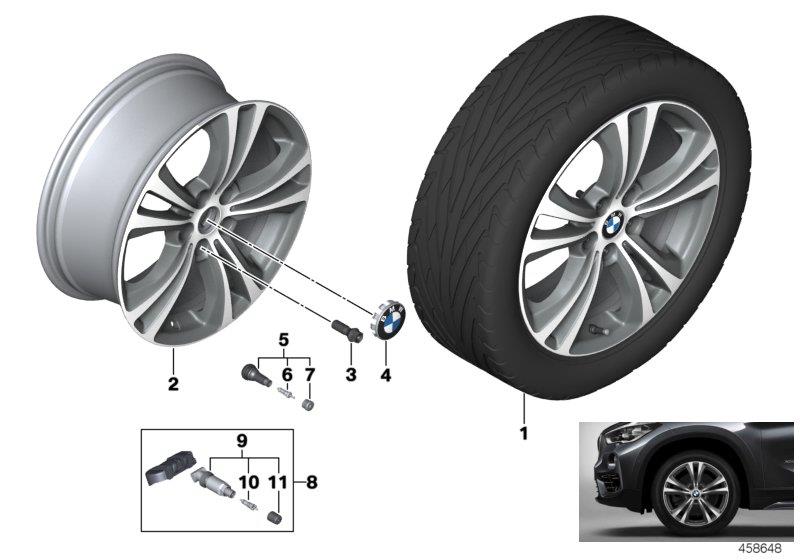 Diagram BMW LA wheel Double Spoke 568 - 18"" for your 2020 BMW X1   
