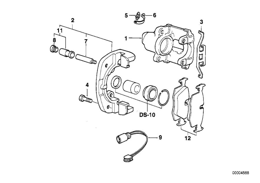 Diagram Front brake pad wear sensor for your 1995 BMW