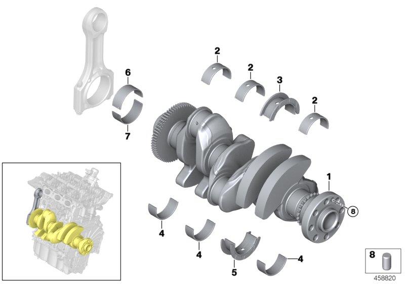 Diagram Crankshaft with bearing shells for your MINI