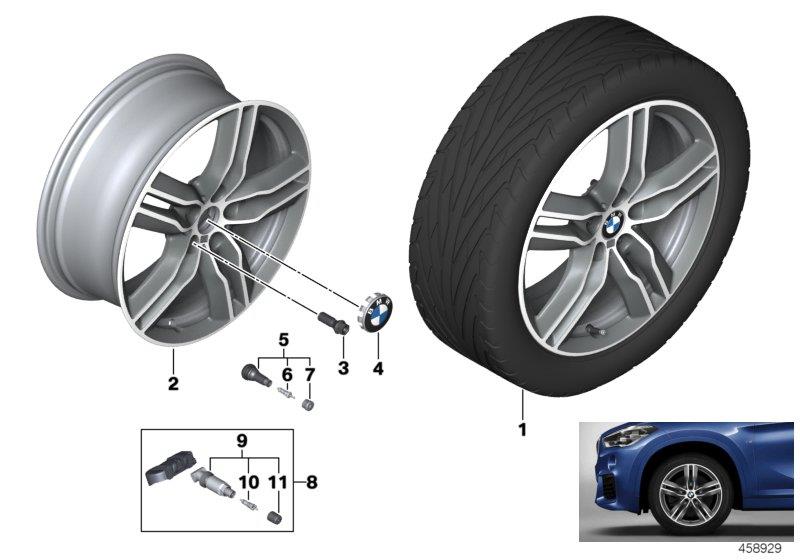 Diagram BMW LM wheel M double spoke 570M- 18" for your 2019 BMW X1   