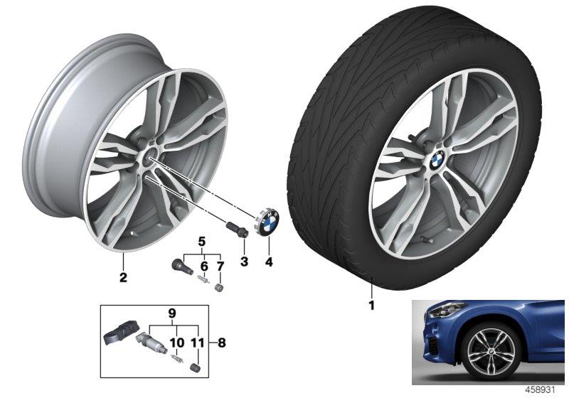 Diagram BMW LM wheel M double spoke 572M- 19" for your BMW X1  