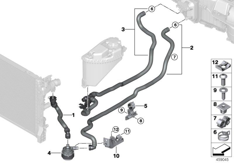 Diagram Cooling water hoses for your BMW