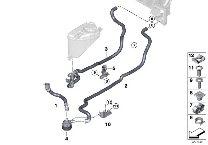 Diagram Cooling water hoses for your BMW