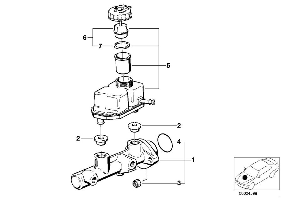 Diagram Brake master CYLINDER/EXPANSION tank for your 1988 BMW 535i   