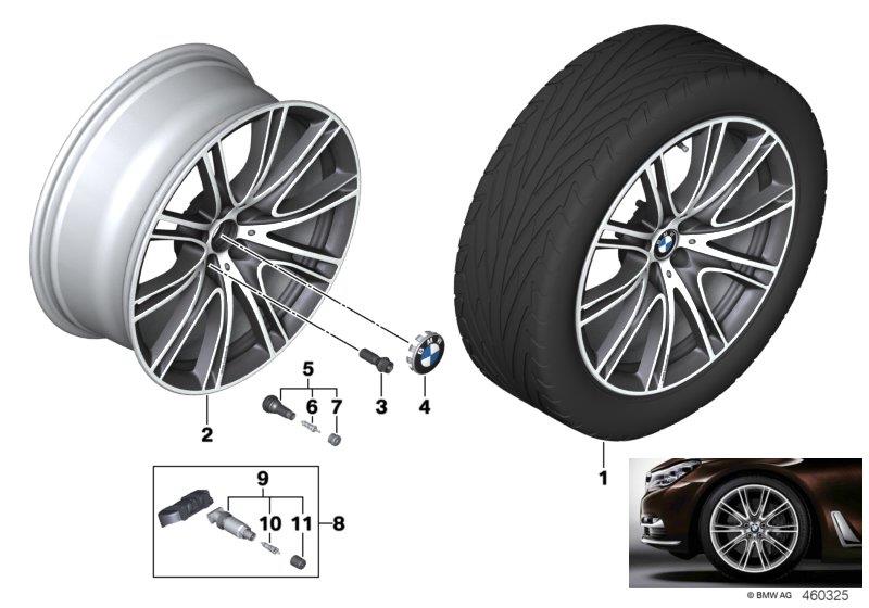 Diagram BMW LM wheel V-spoke 649i - 20" for your BMW 750iX  