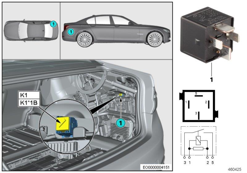 Diagram Relay axle air suspension K1 for your BMW 750i  