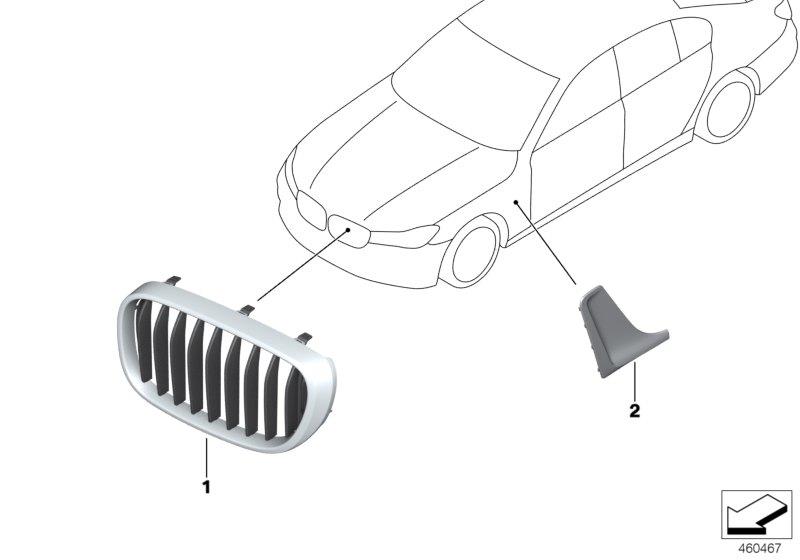 Diagram Exterior trim / grill for your BMW