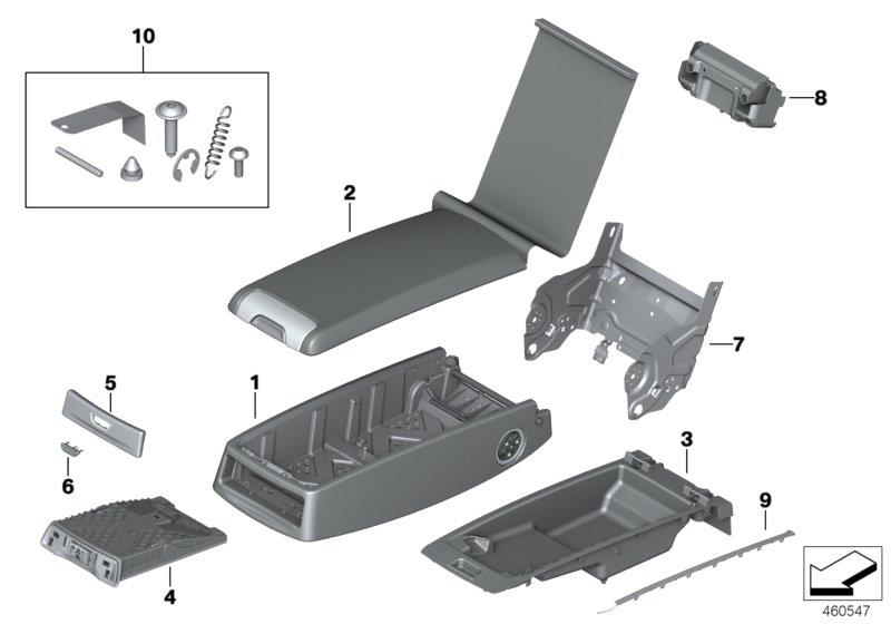 Diagram Seat, rear, center armrest, Basis for your 2017 BMW 740i Automatic Sedan 