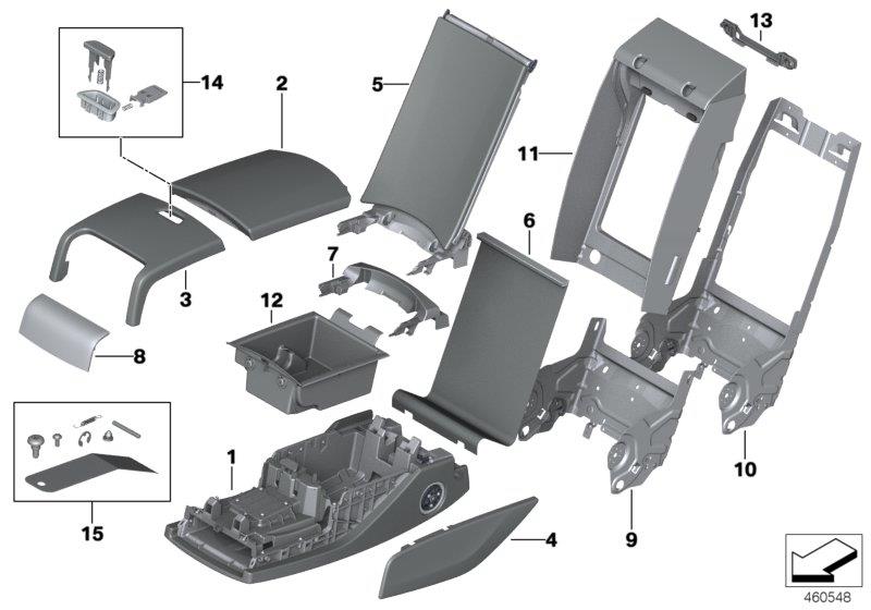 Diagram Seat rear, center armrest, multifunction for your BMW