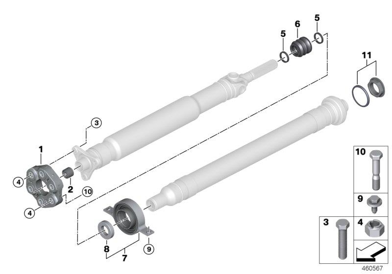 Diagram Hardy coupling/center bearing/insert nut for your BMW