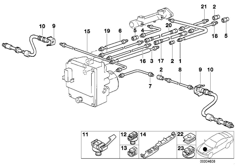 Diagram Brake pipe front ABS/ASC+T for your 2006 BMW X3   