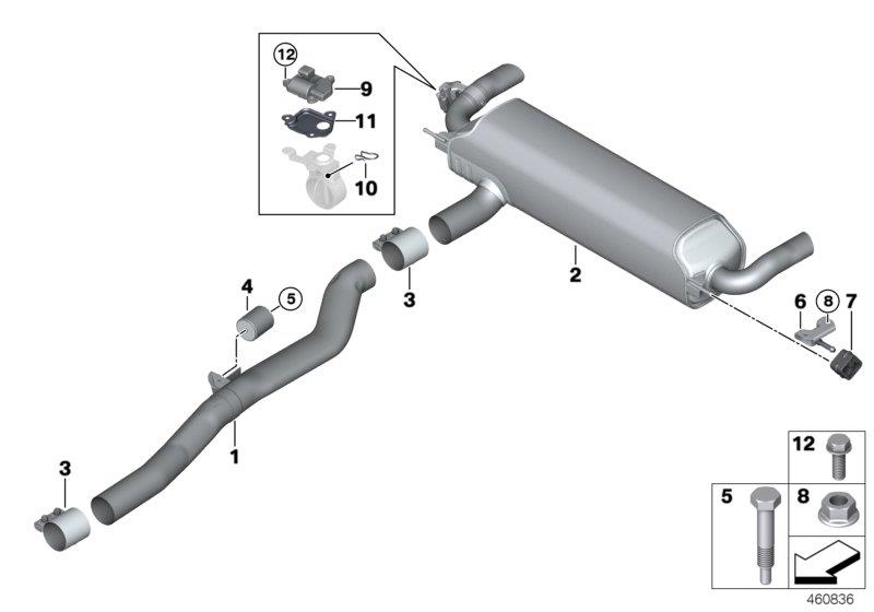 Diagram Exhaust system, rear for your 2020 BMW 330iX   