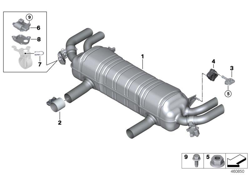 Diagram Exhaust system, rear for your BMW 750i  