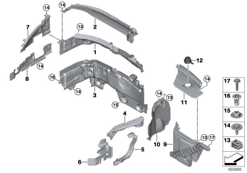 Diagram Mounting parts, engine compartment for your MINI