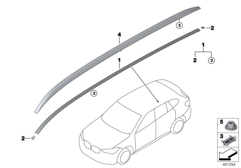 Diagram Roof moulding/Roof rail for your 2018 BMW X1   