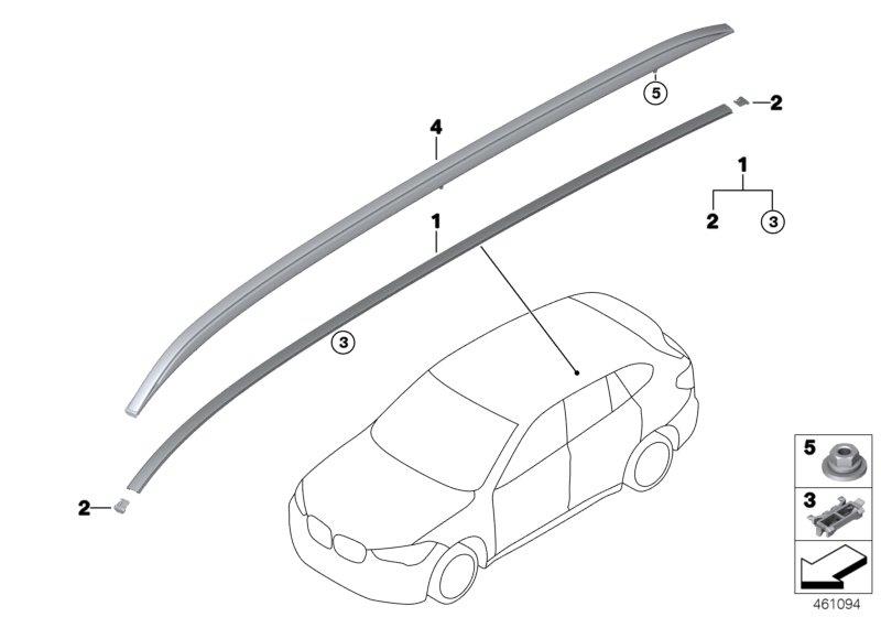 Diagram Roof moulding/Roof rail for your 2015 BMW M6   