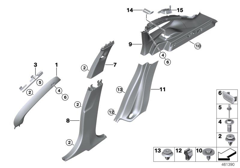 Diagram Trim panel A- / B- / C- / D-Column for your 2018 BMW M6   