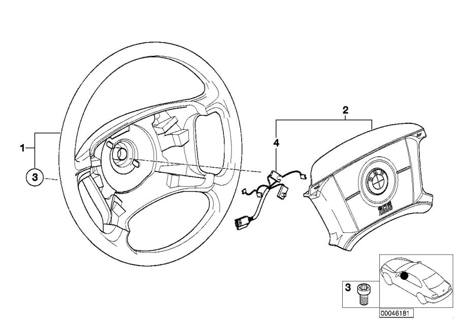 Diagram Steering wheel Airbag-smart for your BMW