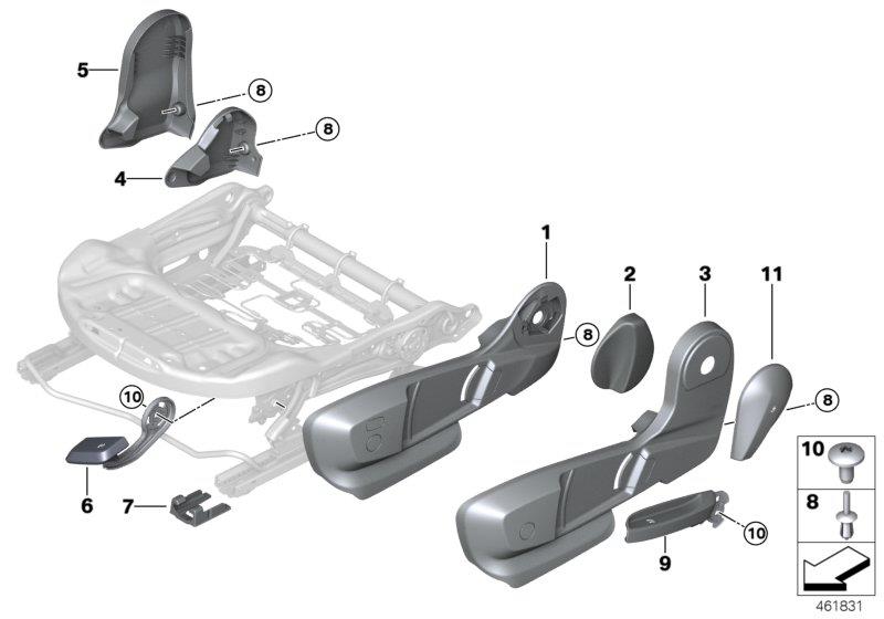 Diagram SEAT FRONT SEAT COVERINGS for your 2009 BMW M6   