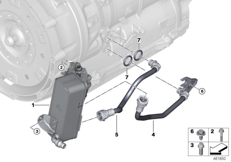 Diagram Transmission oil cooler/oil cooler line for your BMW