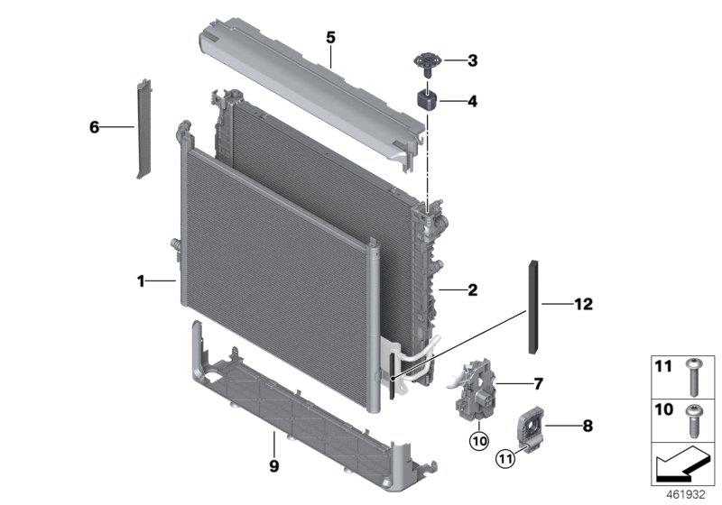 Diagram Coolant radiator mounting hardware for your 2018 BMW 530iX   