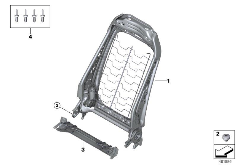 Diagram Seat, front, backrest frame for your 2015 BMW M6   