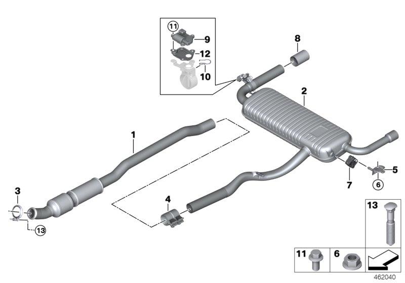 Diagram Exhaust system, rear for your 2012 BMW 135i   