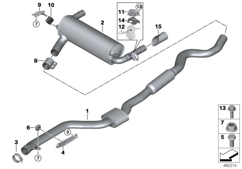 Diagram Exhaust system, rear for your BMW M240iX  