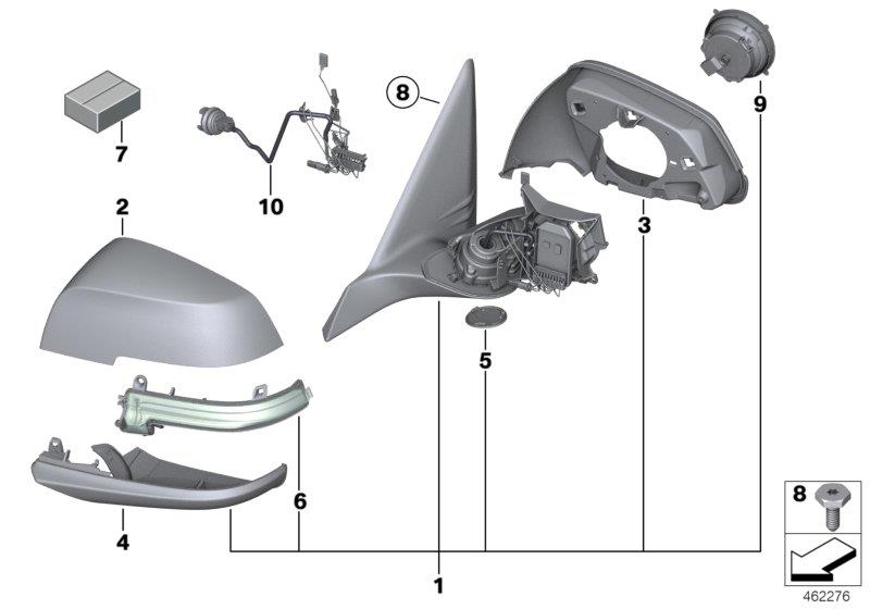 Le diagramme Rétroviseur extérieur (option S760A) pour votre BMW