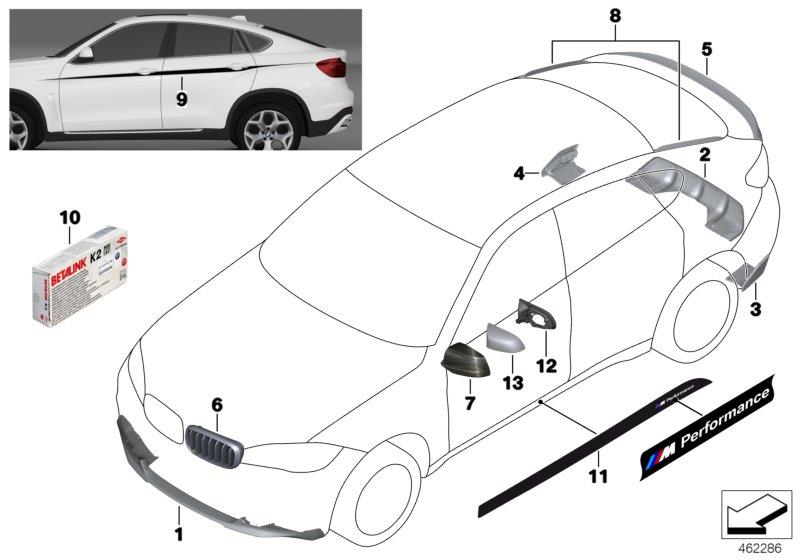 Diagram M Performance Accessories for your BMW X6  