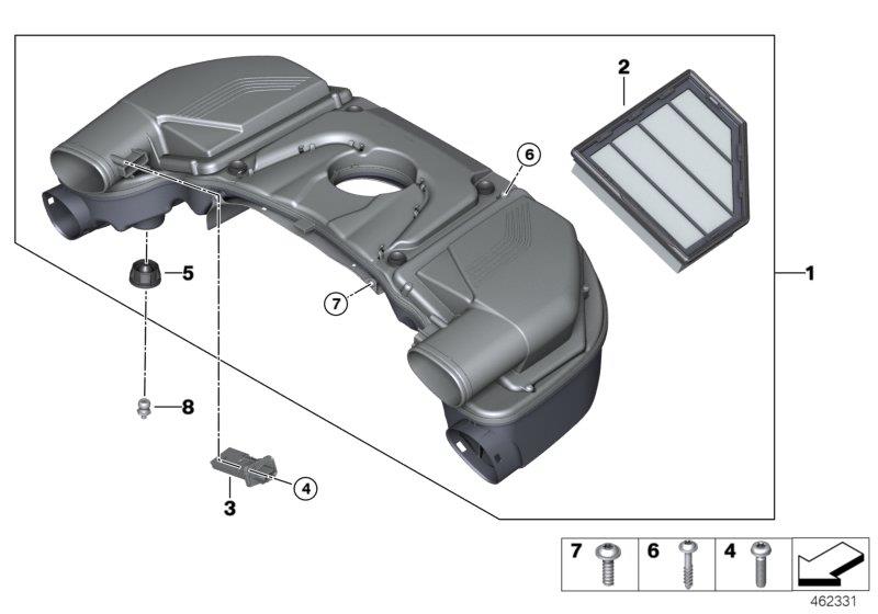 Diagram Intake muffler/Filter cartridge/HFM for your BMW 750i  