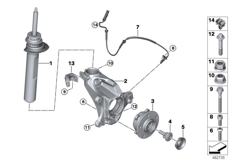 Diagram Front Spring strut/Carrier/Wheel bearing for your 2014 BMW 535d   