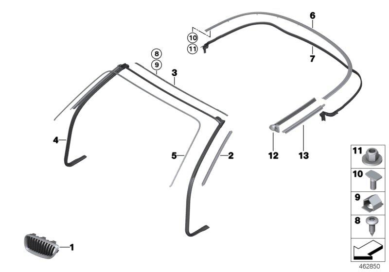 Diagram Exterior trim / grill for your BMW 530e  