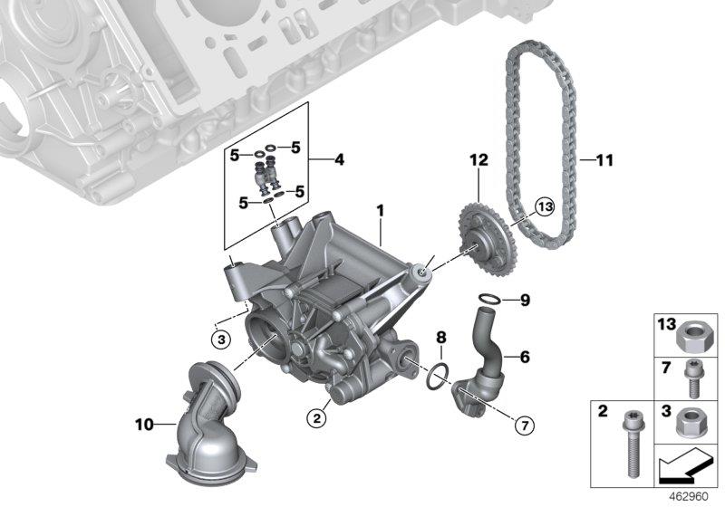 Diagram Lubrication system/Oil pump with drive for your 2012 BMW 535i   